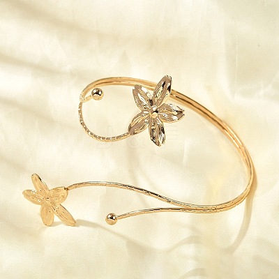 304 Stainless Steel Arm Cuff Bangles for Women BJEW-B152-01G-B-1
