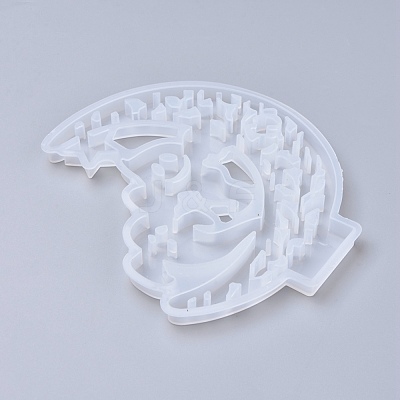 Halloween DIY Crescent Ghost Silicone Statue Molds X-DIY-I034-03-1