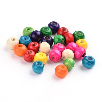 Dyed Natural Wood Beads WOOD-Q006-8mm-M-LF-1