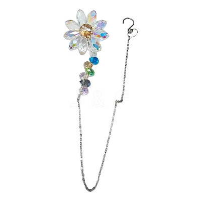 Glass Flower Hanging Suncatchers HJEW-C009-01F-1