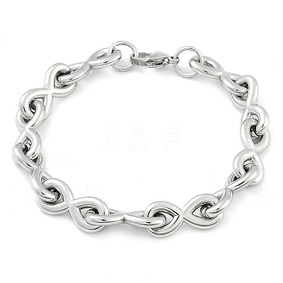 304 Stainless Steel Infinity Link Chain Bracelets for Women Men BJEW-F488-53C-P-1