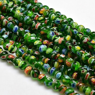 Round Millefiori Glass Beads Strands LK-P001-10-1