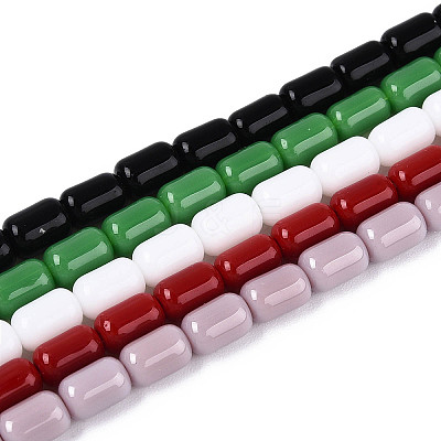 Opaque Solid Color Glass Beads Strands GLAA-N058-4x6mm-B01-1