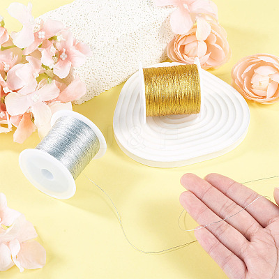 2 Rolls 2 Colors 3-Ply Round PET Metallic Thread MCOR-TA0001-03A-1