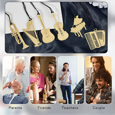 12Pcs 6 Styles Brass Bookmarks with Tassel OFST-CP0001-04-1
