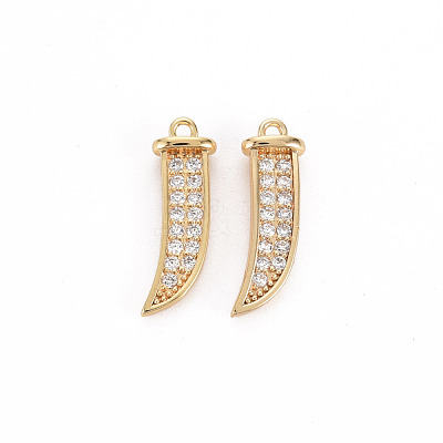 Brass Micro Pave Clear Cubic Zirconia Pendants KK-S356-461-NF-1