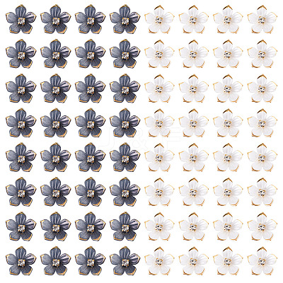 100Pcs 2 Colors Transparent Resin Sakura Flower Bead Caps RESI-TA0005-57-1