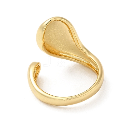 Rack Plating Brass Blank Teardrop Open Cuff Rings X-RJEW-E290-03G-1