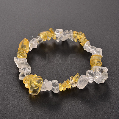 Chips Citrine(Dyed & Heated) Beaded Stretch Bracelets BJEW-JB01825-05-1