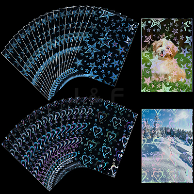 2 Bags 2 Styles Rectangle Laser Transparent Plastic Packaging Bags ABAG-SP0001-46B-1