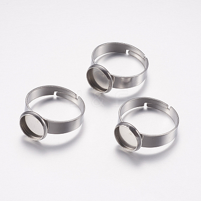 Tarnish Resistant Adjustable 304 Stainless Steel Finger Rings Components STAS-I097-037A-P-1