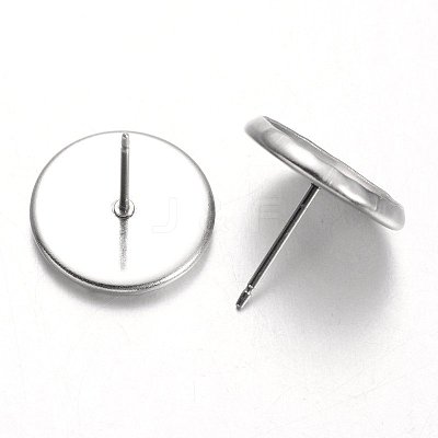 Tarnish Resistant Flat Round Stainless Steel Stud Earring Settings X-STAS-M227-12mm-1
