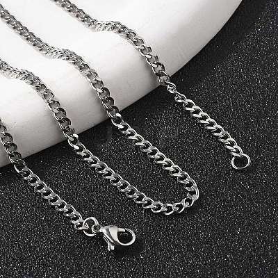 Non-Tarnish 304 Stainless Steel Curb Chain Necklaces NJEW-H492-01P-1