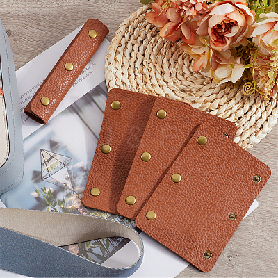 4Pcs Rectangle PU Leather Bag Handles Protective Sleeve FIND-GF0006-48A-1