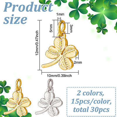 30Pcs 2 Colors Rack Plating Brass Charms KK-BC0012-12-1