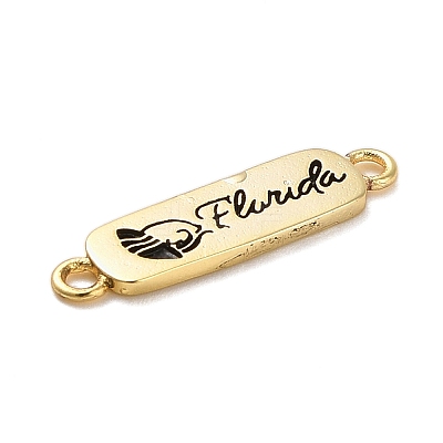 Beach Theme Rack Plating Brass Rectangle Connector Charms KK-P261-08A-G04-1