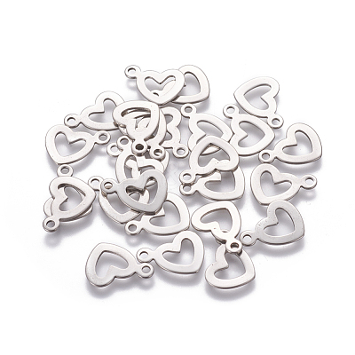 Tarnish Resistant 304 Stainless Steel Open Heart Charms STAS-L234-087P-1