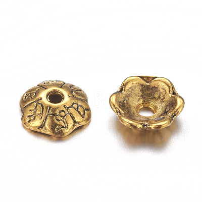 6-Petal Tibetan Style Alloy Flower Bead Caps X-TIBE-S220-AG-NR-1