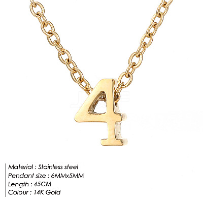 304 Stainless Steel Number Pendant Necklaces FS-WG6717D-02-1