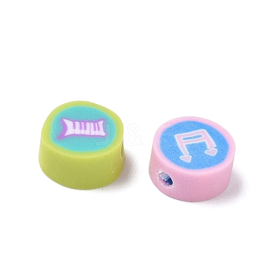 Printed Handmade Polymer Clay Beads CLAY-P005-11-1