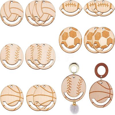 20Pcs 5 Styles Hollow Wooden Pendants WOOD-CA0001-54-1