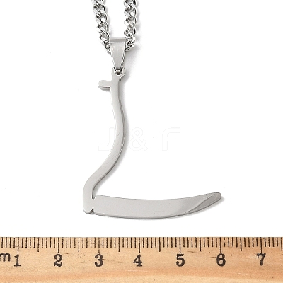 201 Stainless Steel Grim Reape Scythe Pendant Necklaces NJEW-H065-22P-1