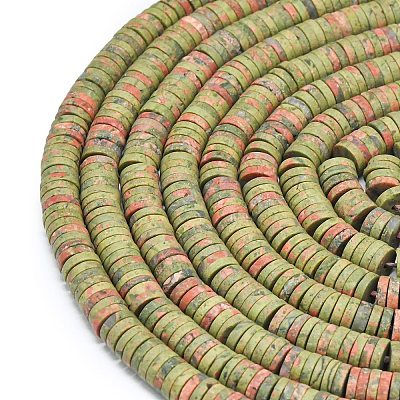 Natural Unakite Beads Strands G-P575-B25-6x1mm-1