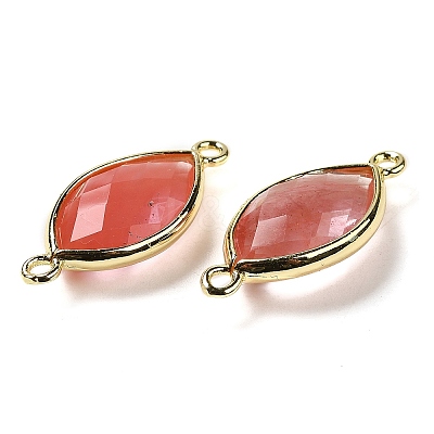 Cherry Quartz Glass Faceted Connector Charms G-K347-03G-06-1