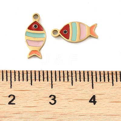Ion Plating(IP) 304 Stainless Steel Enamel Charms STAS-D018-04G-1