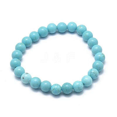 Natural Howlite Bead Stretch Bracelets BJEW-K212-C-011-1