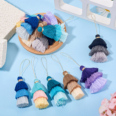 12Pcs 6 Styles Nylon Thread Tassel Big Pendant Decorations FIND-TA0009-18-1