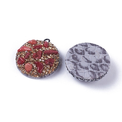 Polymer Clay Rhinestone Semi Circle Pendants RB-S056-10-M-1