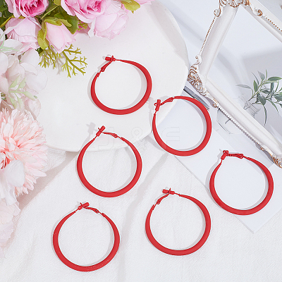 3 Pairs Spray Painted Alloy Hoop Earrings EJEW-SP0001-21C-1