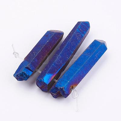 Electroplated Natural Quartz Crystal Graduated Beads Strands G-P315-A06-1