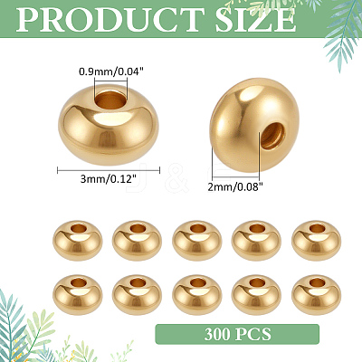 300Pcs Brass Beads KK-ME0002-01-1