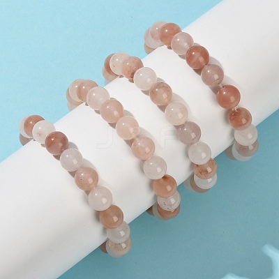 10MM Natural Xinjiang Golden Silk Jade Round Beaded Stretch Bracelets for Women BJEW-G756-01B-1