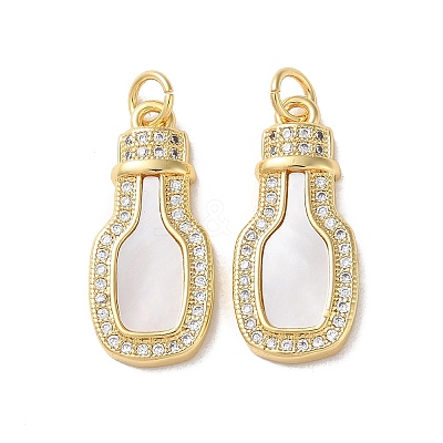 Brass Micro Pave Cubic Zirconia Pendants KK-B083-10G-1
