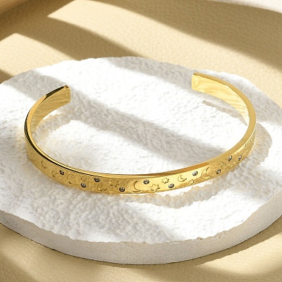 304 Stainless Steel Cuff Bangles BJEW-P348-02D-G-1