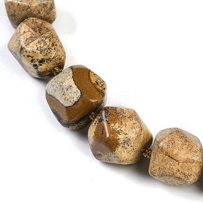 Natural Picture Jasper Nuggets Beaded Necklaces for Women Men NJEW-K388-01F-1