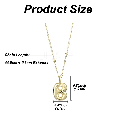 1Pc Initial Letter Brass Pendant Necklaces NJEW-YW0001-24B-1