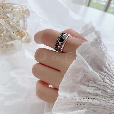 Heart Alloy Enamel Cuff Open Rings for Women FS-WG04E89-01-1