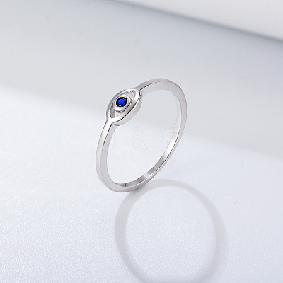 Evil Eye 925 Sterling Silver Micro Pave Cubic Zirconia Finger Rings for Women FS-WG42376-03-1
