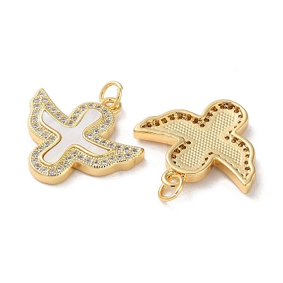 Brass Micro Pave Clear Cubic Zirconia Pendants KK-B083-33D-G-1
