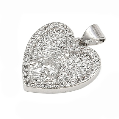 Brass Micro Pave Cubic Zirconia Pendants KK-P323-11B-P02-1