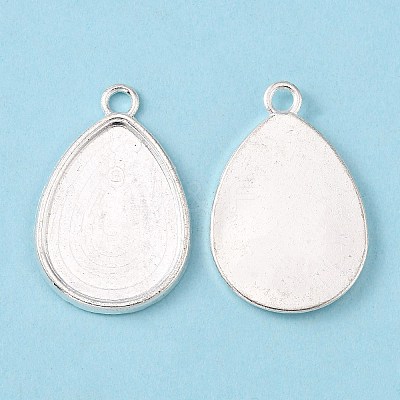 Teardrop Alloy Pendant Cabochon Settings PALLOY-N0088-01S-NF-1