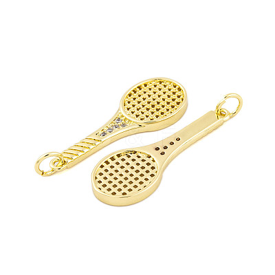 Rack Plating Brass Micro Pave Cubic Zirconia Pendants KK-P269-06G-1