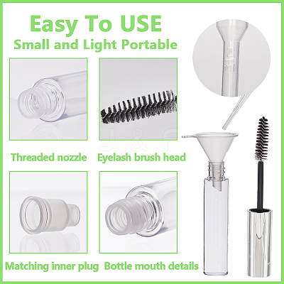 10Pcs DIY Plastic Empty Eyelash Bottle with 4Pcs 2ml Disposable Plastic Dropper with 2Pcs Mini Transparent Plastic Funnel Hopper MRMJ-GF0001-53C-1