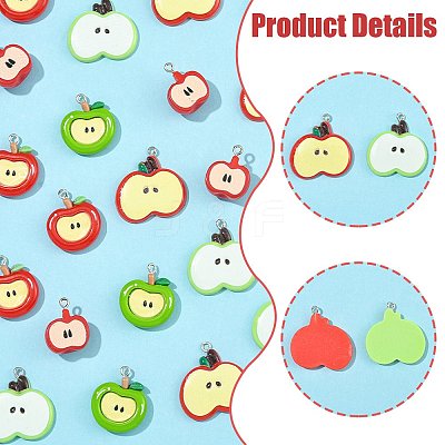 32Pcs 5 Styles Opaque Resin Pendants RESI-FS0002-39-1