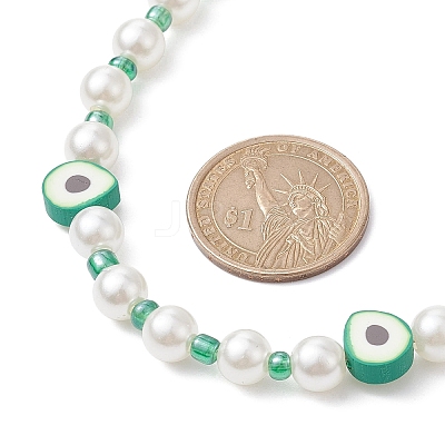 Fruit Polymer Clay & Glass Seed & Acrylic Pearl Beaded Necklace NJEW-JN04582-02-1