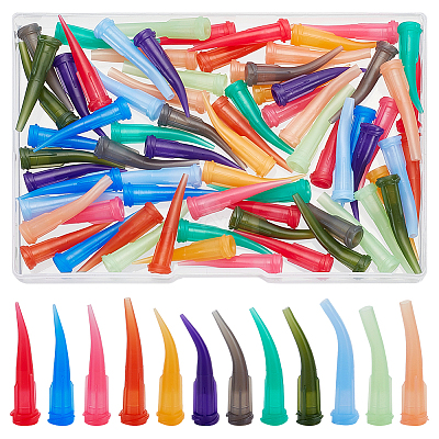 72Pcs 12 Colors Bent Tip Plastic Fluid Precision Blunt Needle Dispense Tips TOOL-FG0001-20-1